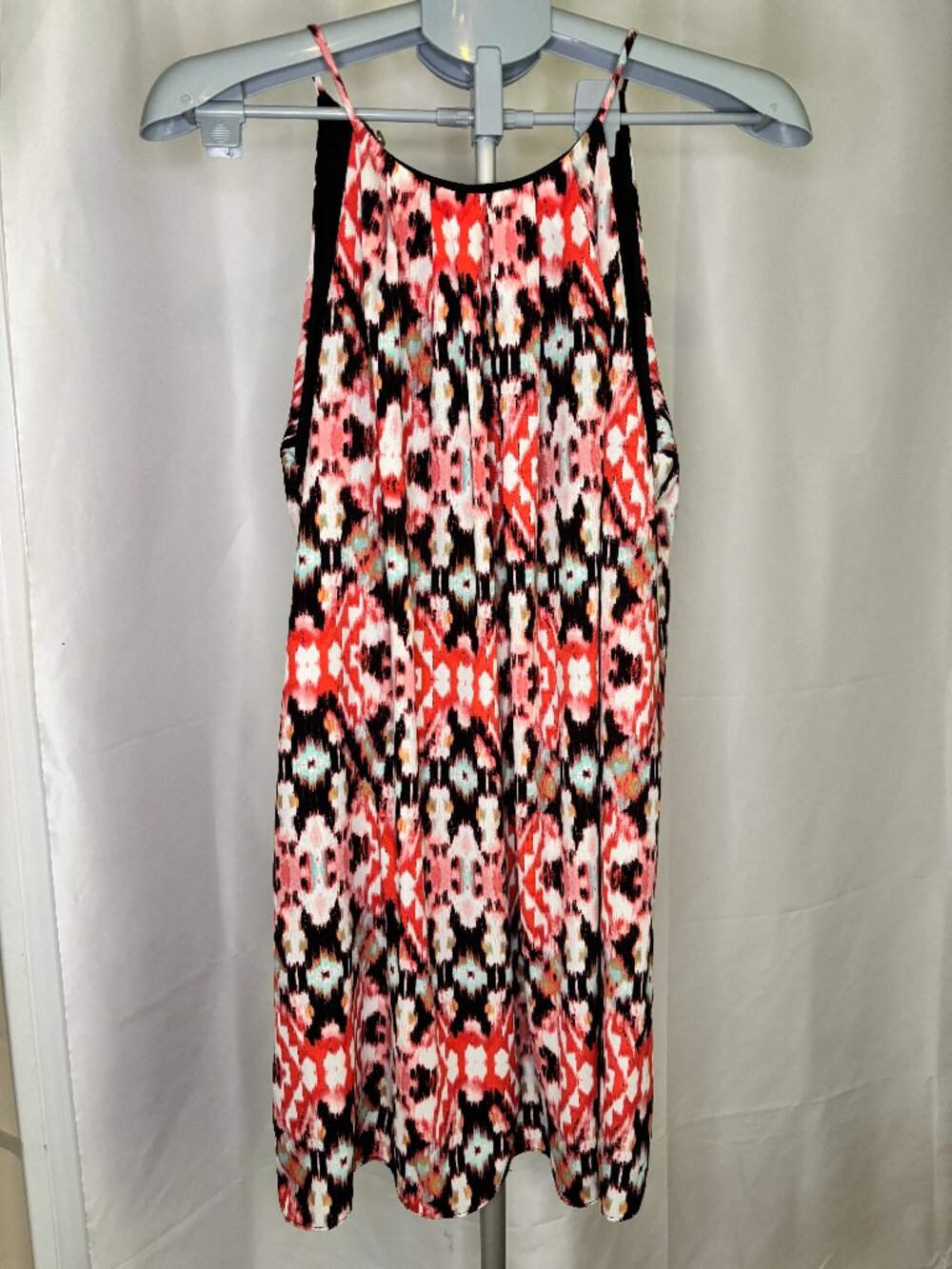 Nymphe Los Angeles Ikat Print Halter Dress Large Lined Polyester Knee Length